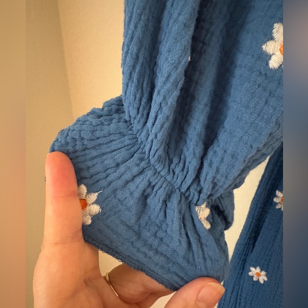 Blue Floral Maxi Dress with Smocked Bodice - Picture 2 of 6